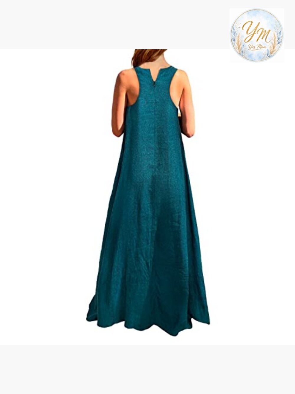 Sleeveless Linen Maxi Dress with Pockets - Picture 2 of 7